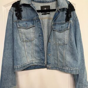 Denim Jacket with Black Embellishments